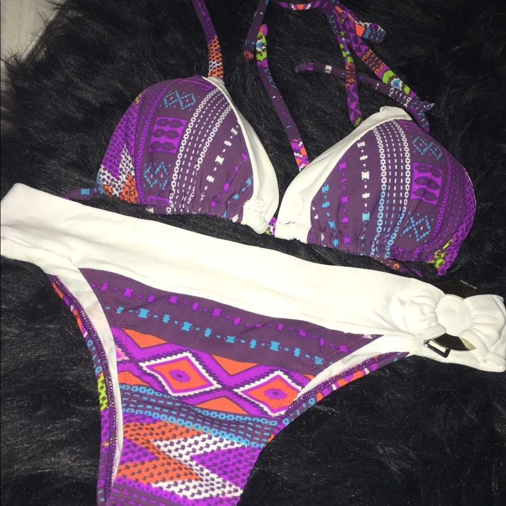 👙Purple tribal padded Bandage bikini💎
